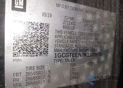 2019 Chevrolet Colorado Zr2 z USA, uszkodzony, nr VIN 1GCGTEEN7K1305970